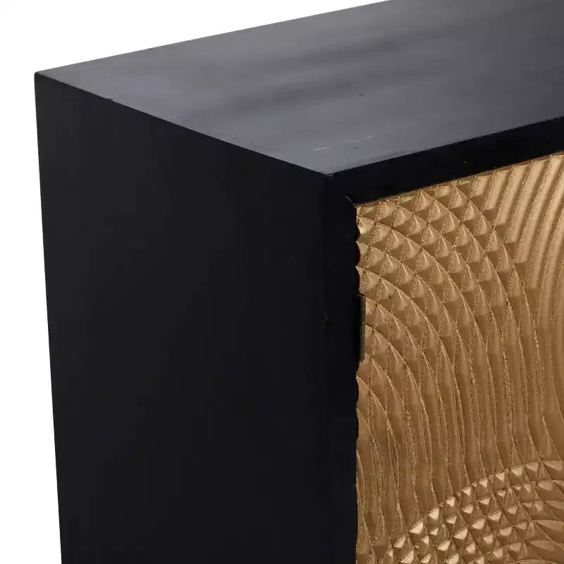 Armoire en bois contemporaine bronze : Rangement chic, aucun assemblage requis, utilisation en intérieur, poignées en métal