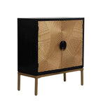 Armoire en bois contemporaine bronze : Rangement chic, aucun assemblage requis, utilisation en intérieur, poignées en métal