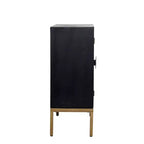 Armoire en bois contemporaine bronze : Rangement chic, aucun assemblage requis, utilisation en intérieur, poignées en métal