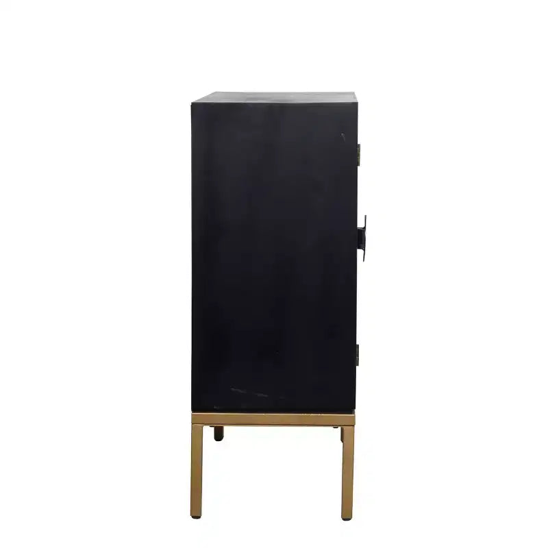 Armoire en bois contemporaine bronze : Rangement chic, aucun assemblage requis, utilisation en intérieur, poignées en métal