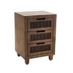 Cabinet à 3 tiroirs Sawyer marron - Adore Decor : Style bohème, placage en bois, mobilier de salon