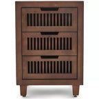 Cabinet à 3 tiroirs Sawyer marron - Adore Decor : Style bohème, placage en bois, mobilier de salon