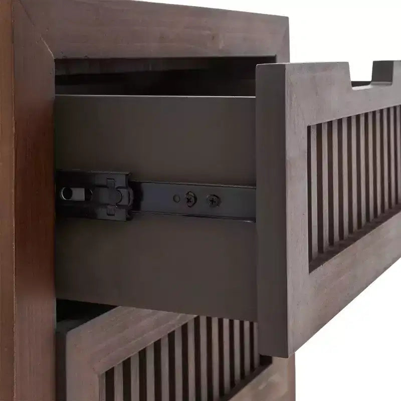 Cabinet à 3 tiroirs Sawyer marron - Adore Decor : Style bohème, placage en bois, mobilier de salon
