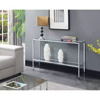 Nadia Chrome Console Table Chrome - Breighton Home : Milieu de siècle moderne, verre trempé, cadre en métal