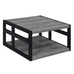 Breighton Home Monterey Square Coffee Table with Shelf in Weathered Gray/Black
