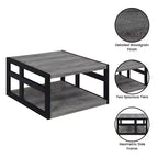 Table basse carrée Breighton Home Monterey avec étagère, gris patiné/noir