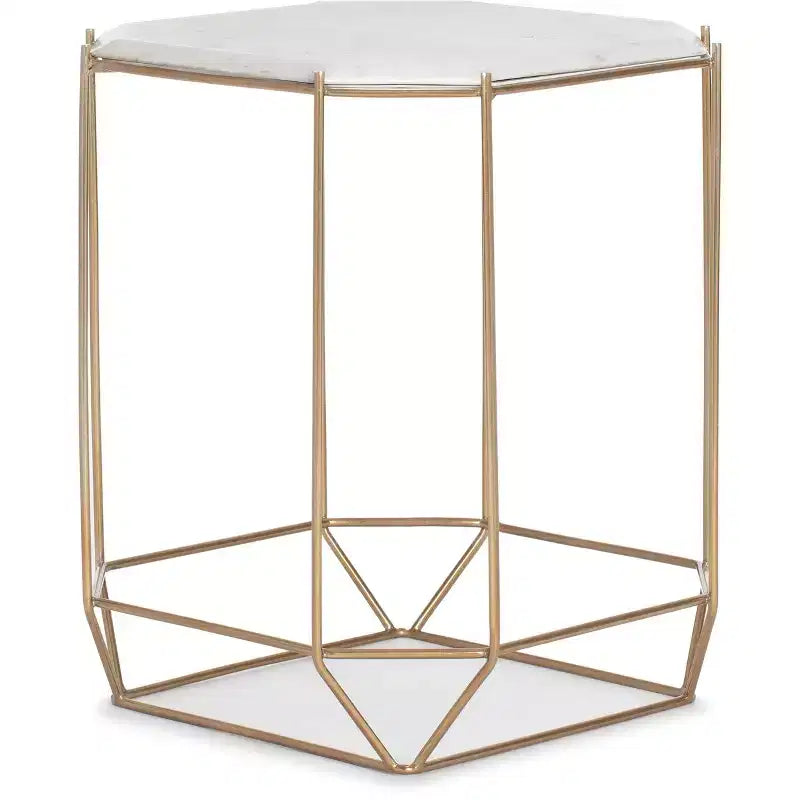 Table d'appoint Finch Colton à plateau en marbre massif avec base en métal blanc/doré : Style Glamour de luxe, Cadre en fer, Forme carrée