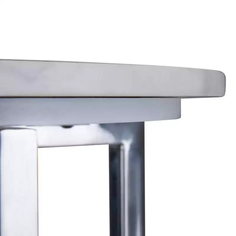 Table d'appoint contemporaine en métal large 18" Farnell avec base chromée Blanc/Argent - WyndenHall : Dessus en marbre, Table d'appoint ronde