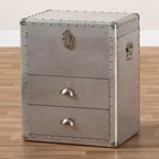 Commode à 2 tiroirs Serge Metal Silver - Baxton Studio : Design industriel vintage, entièrement assemblée