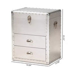 Commode à 2 tiroirs Serge Metal Silver - Baxton Studio : Design industriel vintage, entièrement assemblée