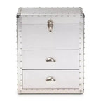 Commode à 2 tiroirs Serge Metal Silver - Baxton Studio : Design industriel vintage, entièrement assemblée