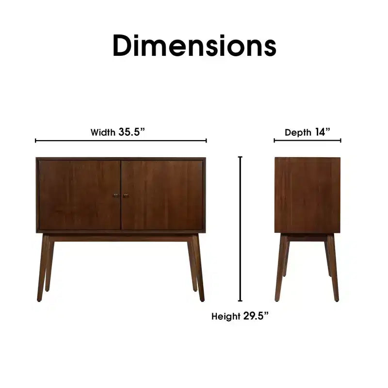 Brookline 2 portes Meuble de rangement Noyer classique - Adore Decor : Moderne du milieu du siècle, placage d'acacia, rangement divisé