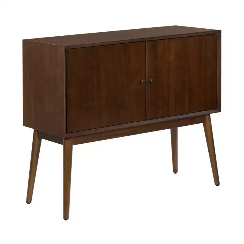Brookline 2 portes Meuble de rangement Noyer classique - Adore Decor : Moderne du milieu du siècle, placage d'acacia, rangement divisé