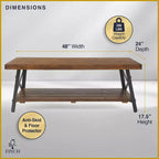 Table basse Ezra en bois massif et métal : Cadre noir robuste, design à 2 niveaux - ClickDecor