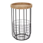 Industrial Metal Accent Table Black - Olivia & May: Round Iron Side Table, No Assembly Required