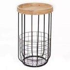 Table d'appoint industrielle en métal noir - Olivia & May : Table d'appoint ronde en fer, aucun assemblage requis