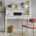 Bureau compact Buylateral Foster avec étagère, blanc