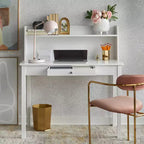 Bureau compact Buylateral Foster avec étagère, blanc