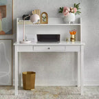 Bureau compact Buylateral Foster avec étagère, blanc