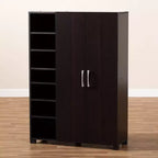 Meuble de rangement pour chaussures d'entrée en bois Marine Finished à 2 portes avec étagères ouvertes Marron - Baxton Studio : Organisateur de placard, Finition Wengé
