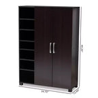 Meuble de rangement pour chaussures d'entrée en bois Marine Finished à 2 portes avec étagères ouvertes Marron - Baxton Studio : Organisateur de placard, Finition Wengé