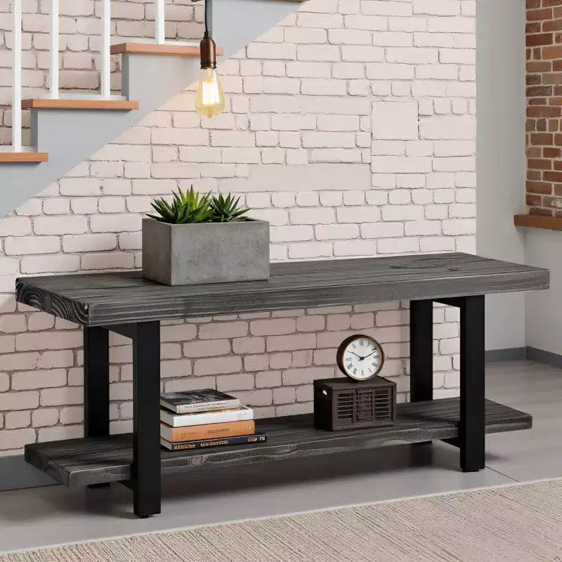 Banc Pomona en métal et bois Gris ardoise - Meubles Alaterre