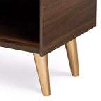 Meuble à chaussures Landen Mid-Century Modern 2 portes Noyer/Marron/Doré - Baxton Studio : Organiseur d'entrée en MDF, peut contenir 4 paires