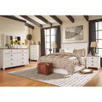Tête de lit Queen Willowton Whitewash – Signature Design by Ashley : Stratifié imitation bois, Fixation sur cadre de lit