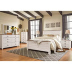 Tête de lit Queen Willowton Whitewash – Signature Design by Ashley : Stratifié imitation bois, Fixation sur cadre de lit