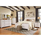 Tête de lit Queen Willowton Whitewash – Signature Design by Ashley : Stratifié imitation bois, Fixation sur cadre de lit