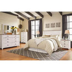 Tête de lit Queen Willowton Whitewash – Signature Design by Ashley : Stratifié imitation bois, Fixation sur cadre de lit