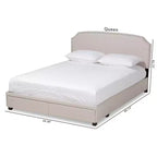 Lit plateforme Baxton Studio Queen Larese avec 2 tiroirs de rangement, tissu beige/noir : Style moderne du milieu du siècle, sommier tapissier non requis.