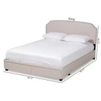Lit plateforme Baxton Studio Queen Larese avec 2 tiroirs de rangement, tissu beige/noir : Style moderne du milieu du siècle, sommier tapissier non requis.