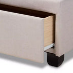 Lit plateforme Baxton Studio Queen Larese avec 2 tiroirs de rangement, tissu beige/noir : Style moderne du milieu du siècle, sommier tapissier non requis.