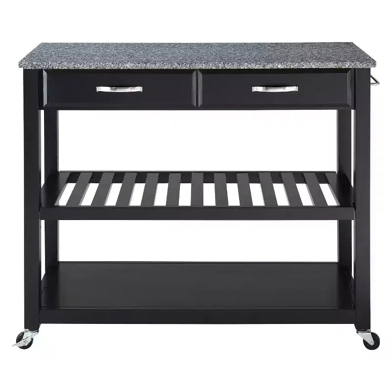 Chariot/Îlot de cuisine avec dessus en granit massif et rangement pour tabourets en option - Crosley