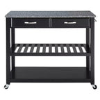 Chariot/Îlot de cuisine avec dessus en granit massif et rangement pour tabourets en option - Crosley