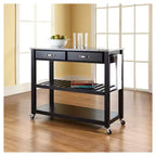 Chariot/Îlot de cuisine avec dessus en granit massif et rangement pour tabourets en option - Crosley