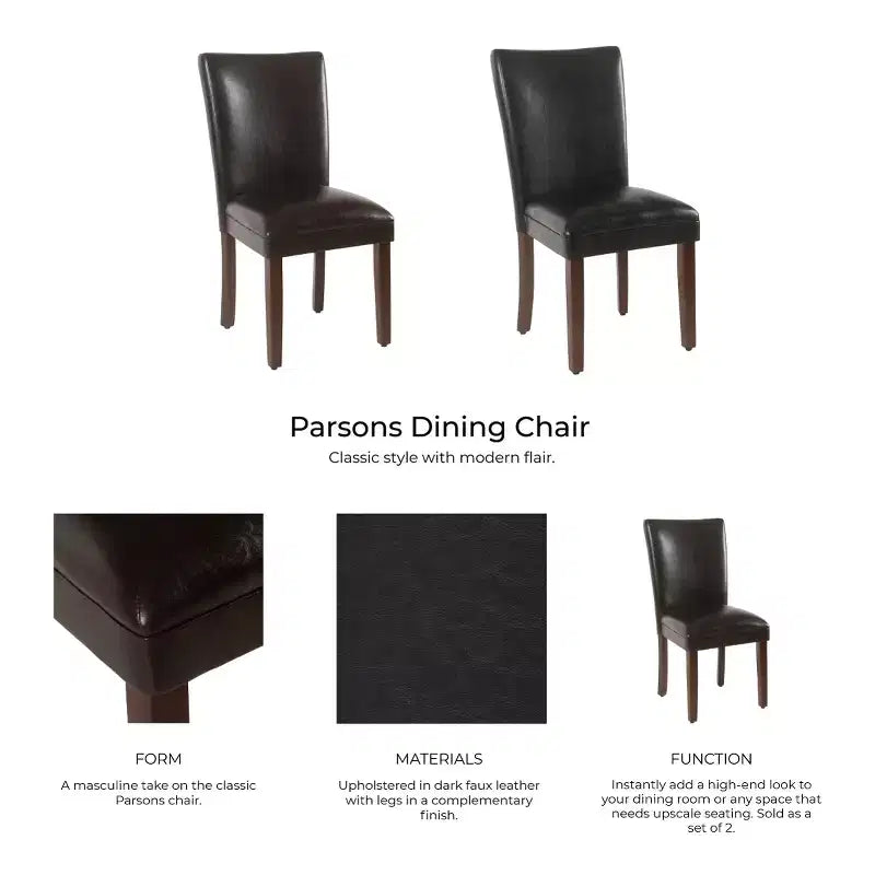 Lot de 2 chaises de salle à manger Parsons en similicuir - Homepop