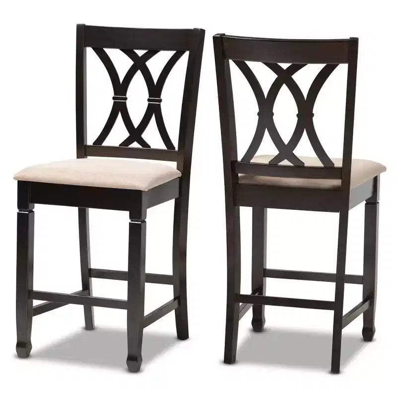 2 chaises de bar hauteur comptoir en bois fini Reneau - Baxton Studio