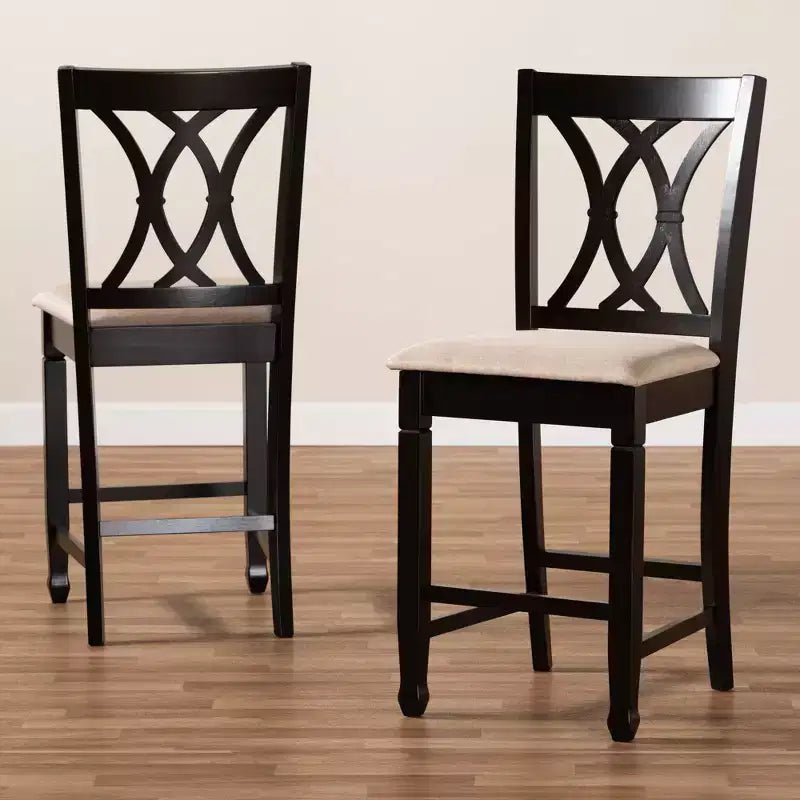 2 chaises de bar hauteur comptoir en bois fini Reneau - Baxton Studio