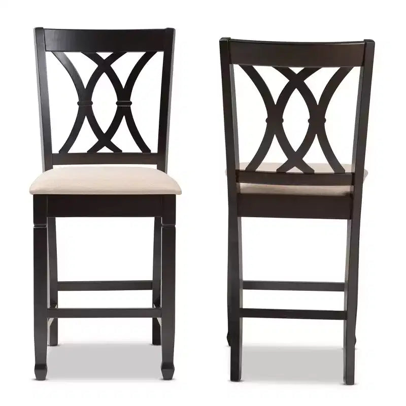 2 chaises de bar hauteur comptoir en bois fini Reneau - Baxton Studio