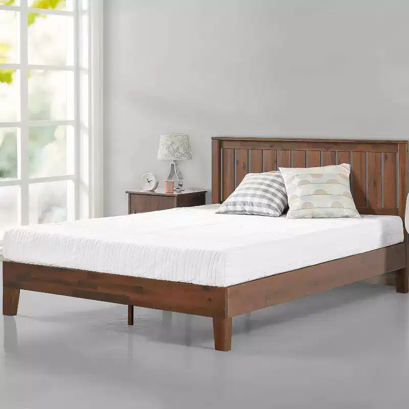 Lit plateforme en bois Vivek Deluxe avec tête de lit - Zinus
