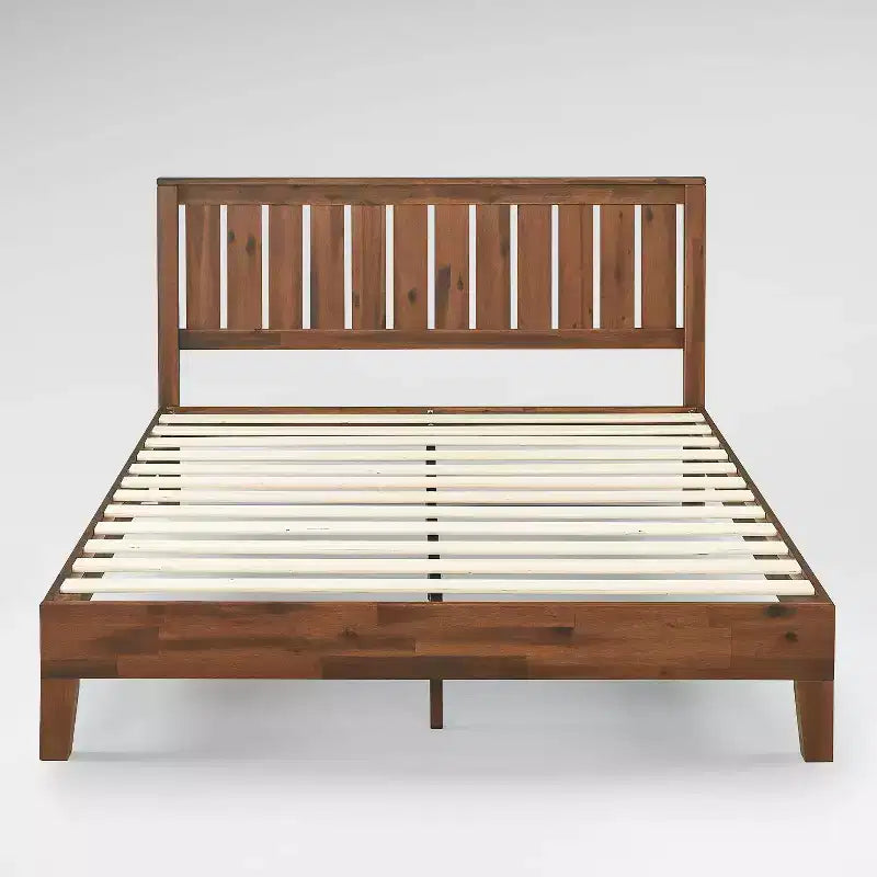 Lit plateforme en bois Vivek Deluxe avec tête de lit - Zinus