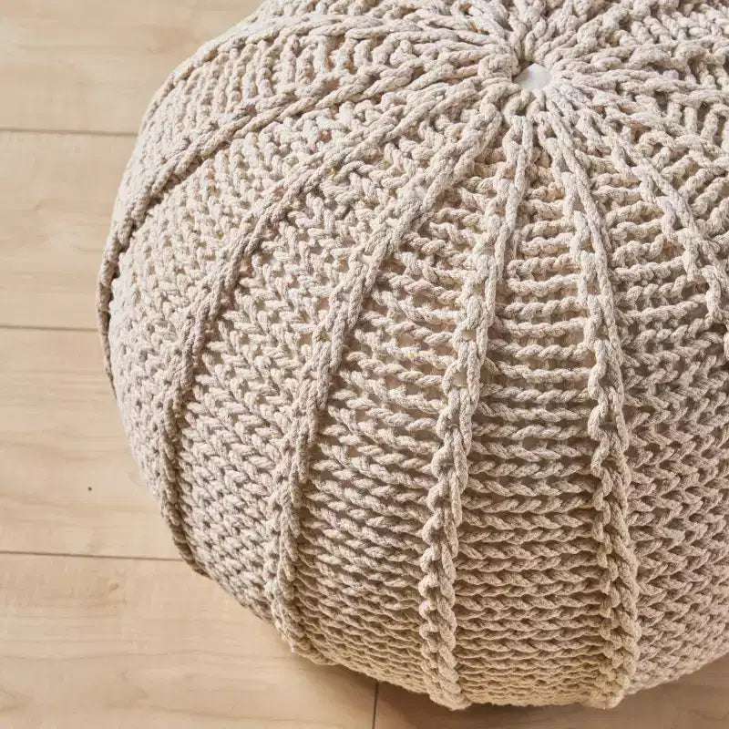 Pouf en coton tricoté Corisande - Christopher Knight Home