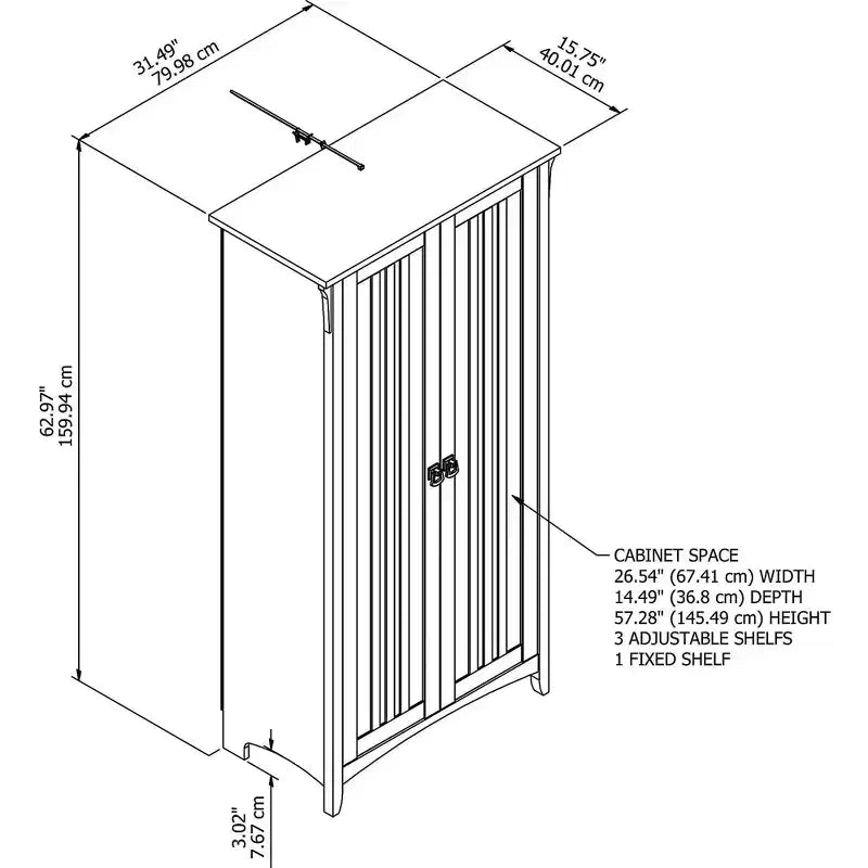 Armoire de rangement haute Salinas avec portes - Bush Furniture