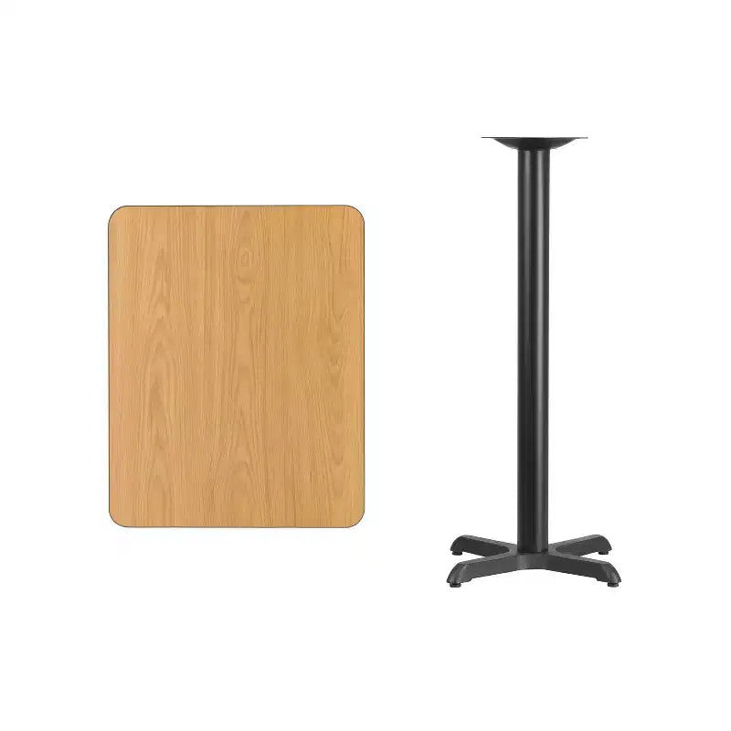Flash Furniture Plateau de table rectangulaire stratifié 24 x 30 avec base de table hauteur bar 22 x 22
