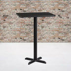 Flash Furniture Plateau de table rectangulaire stratifié 24 x 30 avec base de table hauteur bar 22 x 22