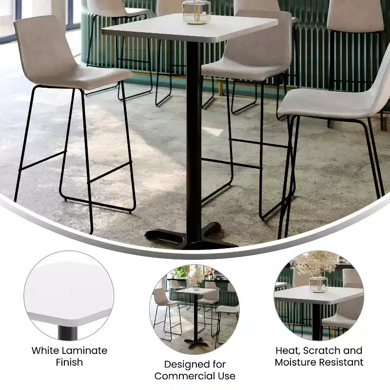 Flash Furniture Plateau de table rectangulaire stratifié 24 x 30 avec base de table hauteur bar 22 x 22