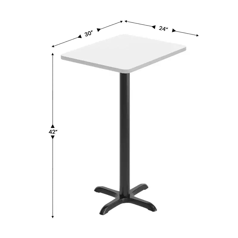 Flash Furniture Plateau de table rectangulaire stratifié 24 x 30 avec base de table hauteur bar 22 x 22