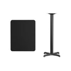 Flash Furniture Plateau de table rectangulaire stratifié 24 x 30 avec base de table hauteur bar 22 x 22